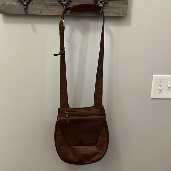 Travelsmith Bag Pocketbook Leather Saddle Travel Zip Removable Security Pocket - Picture 1 of 13